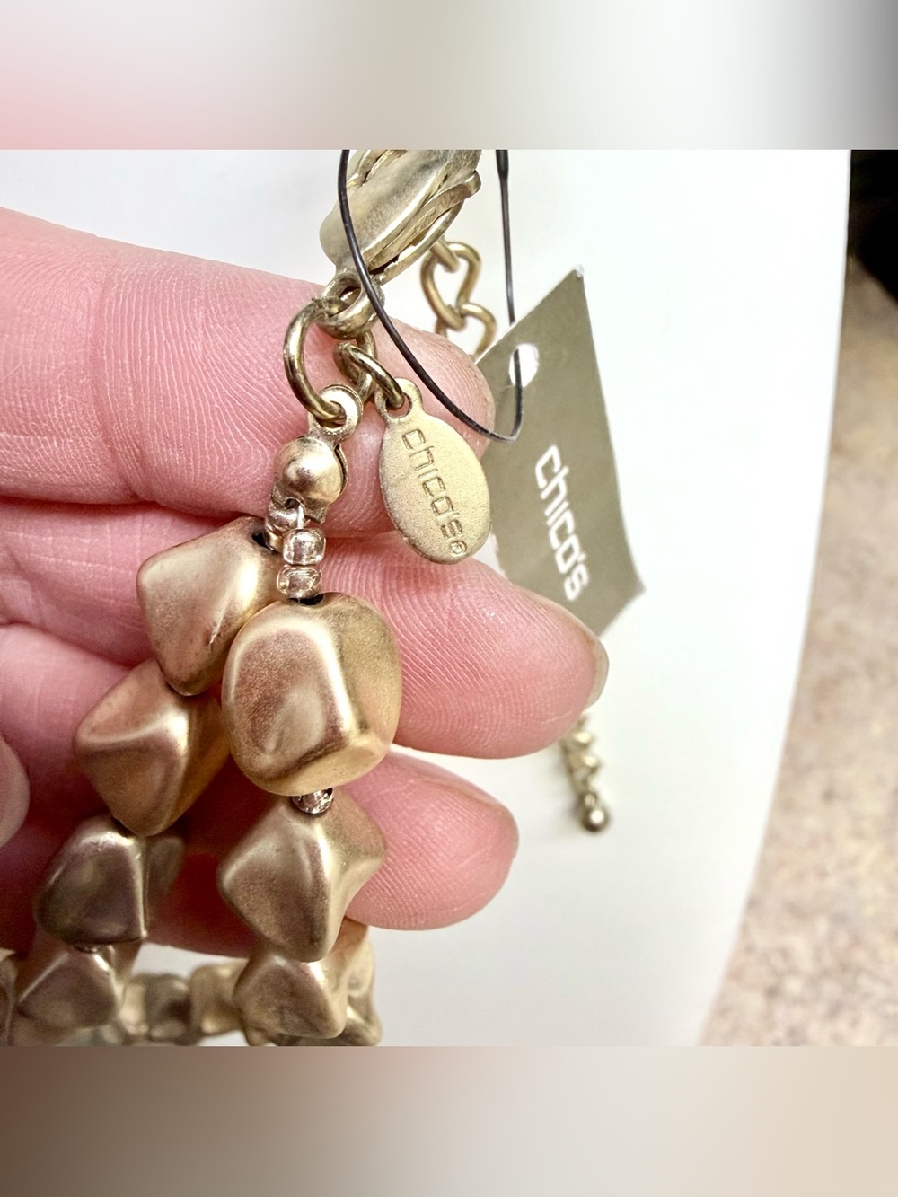 NWT Chico’s double strand gold tone nugget necklace - Picture 4 of 4